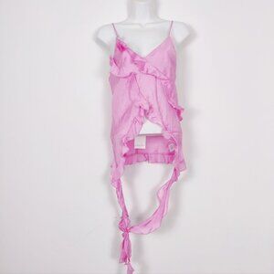 Emory Park Womens Ruffled Crop Top in Pink Size Small  Fairy Barbiecore
